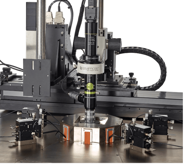 PS4L SA-12 Semiautomatic DSP Optoelectronic Device Characterization System with a localized environmental chamber (LEC) to provide EMI and Light shielding.  A large optics gantry to hold multiple optical devices