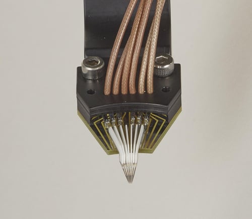 Probe Station Probes - Multi-Contact Wedge with DC needles and coaxial cable terminated with BNC coaxial male connectors.