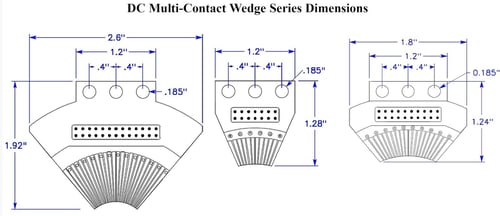 Probe Station Probes - Common Multi-Contact Wedge dimensions that are mounted to a manipulator using a high frequency probe arm – West/East or North/South